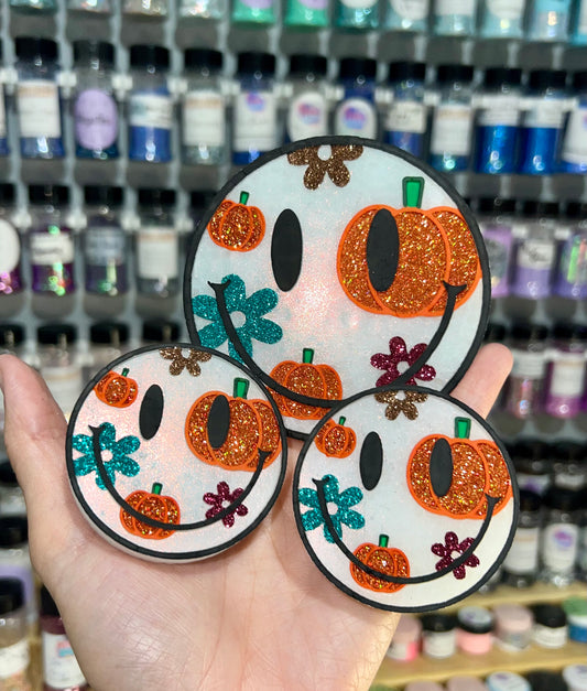 Floral Pumpkin Smiley