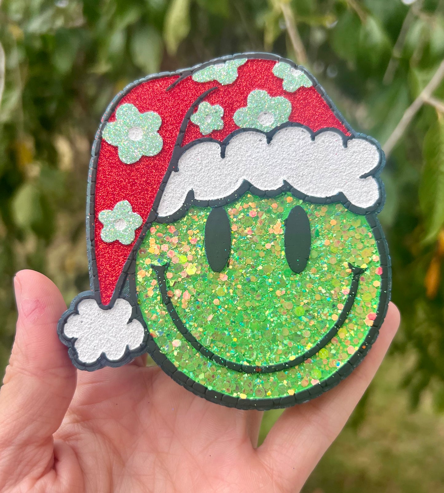 Floral Santa Hat Smiley