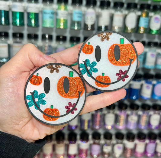 Floral Pumpkin Smiley Vent Clips