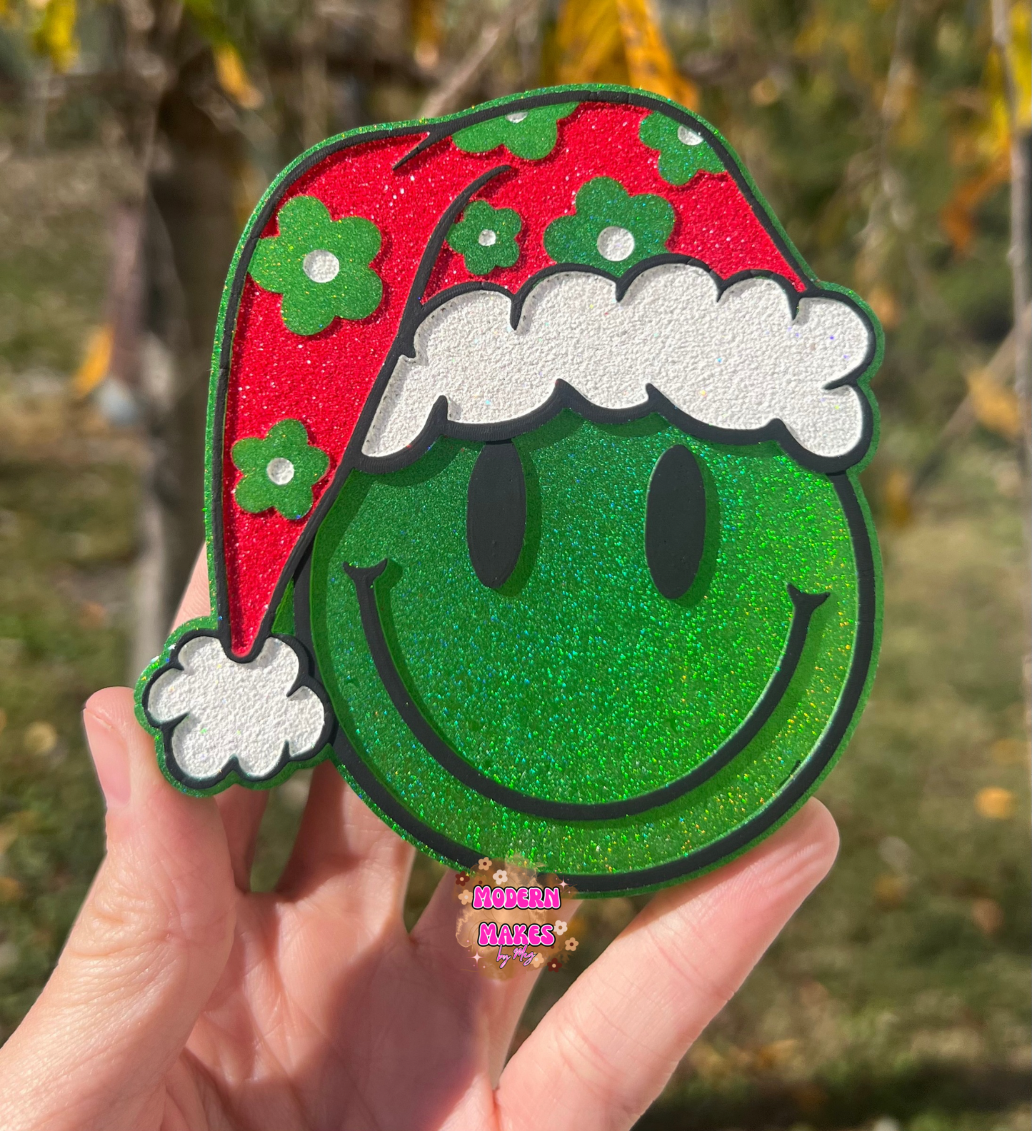 Floral Santa Hat Smiley