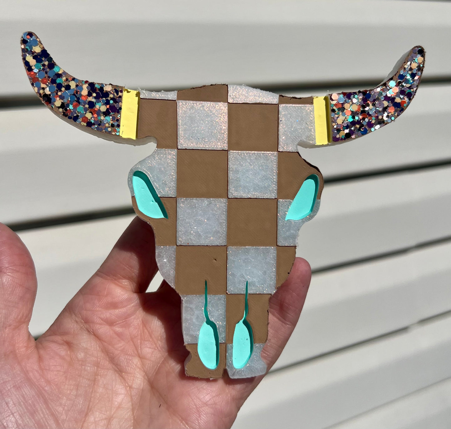 Checkered Bull Skull