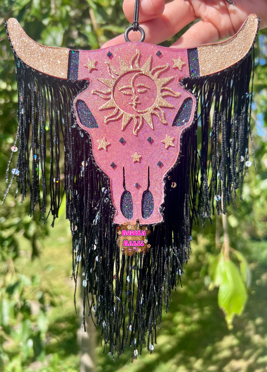 Boho Sun/Moon Bull Skull
