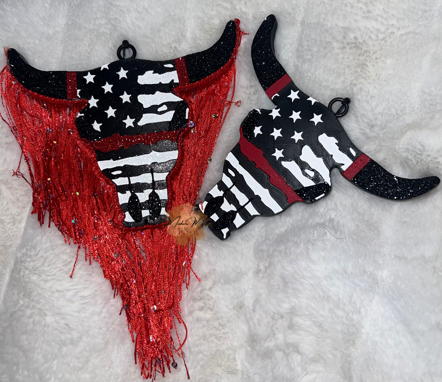 Distressed Flag Bull Skull