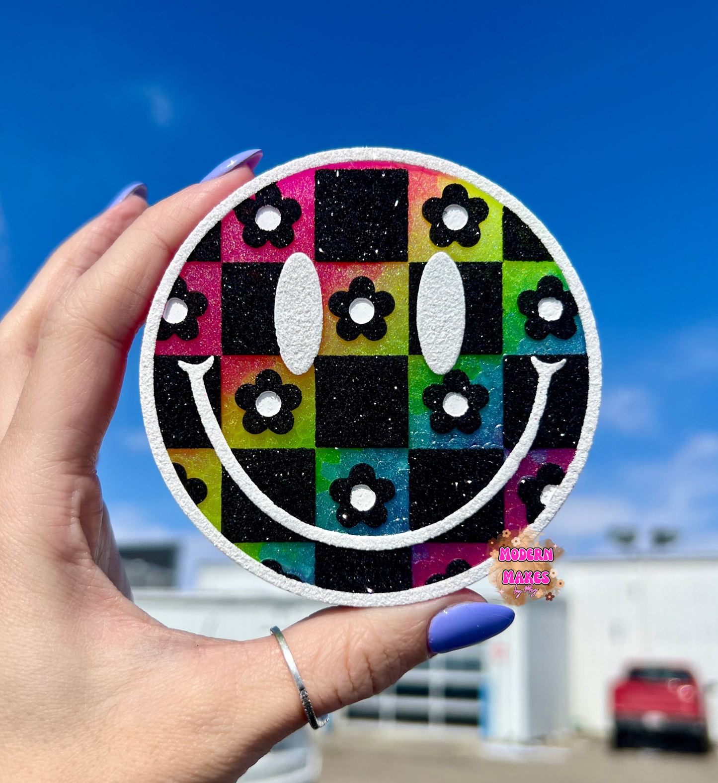 Checkered Floral Smiley